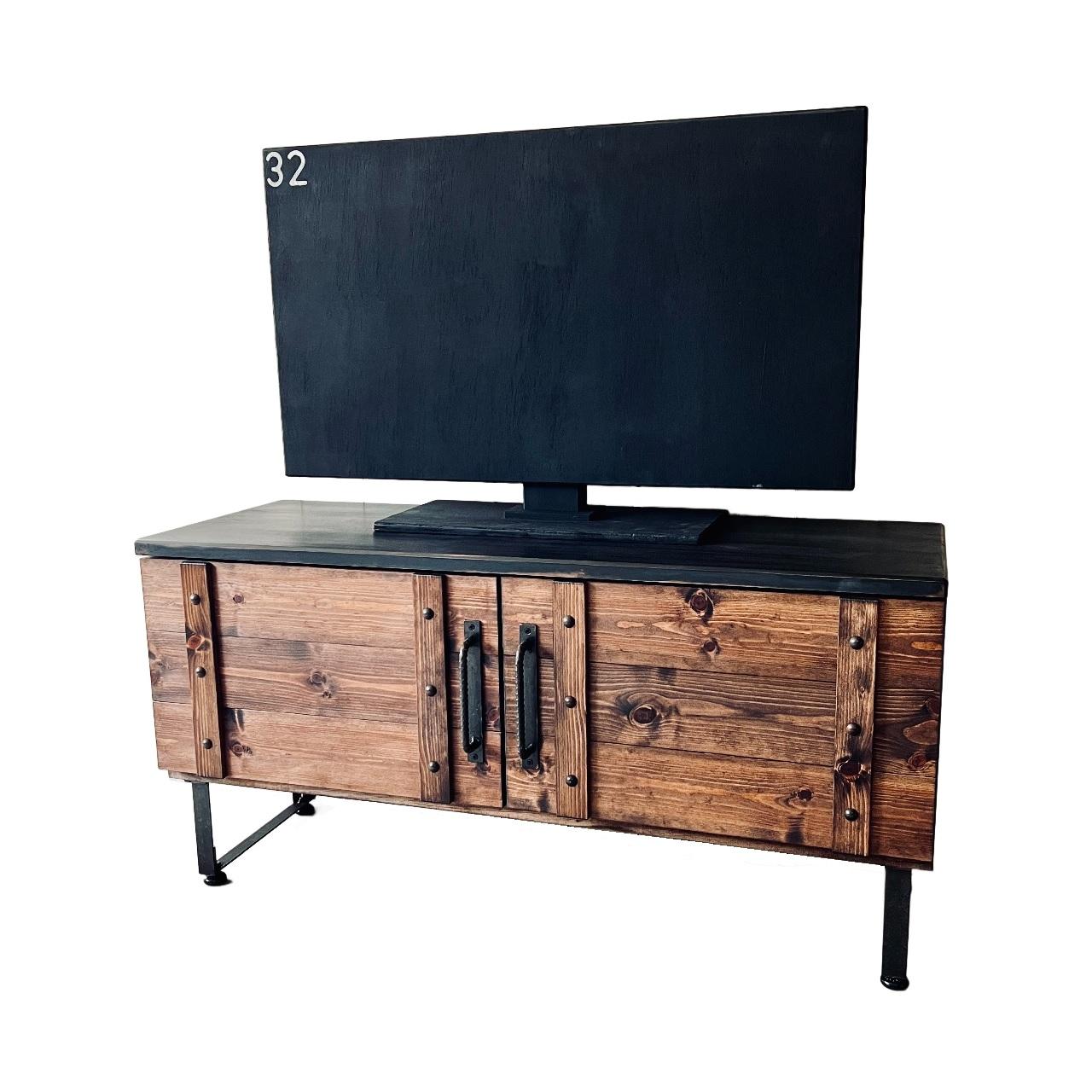 インダストリアルTVボード[s] マッドブラック 一人暮らし 寝室 ローボード ルーター収納 ケーブルボックス